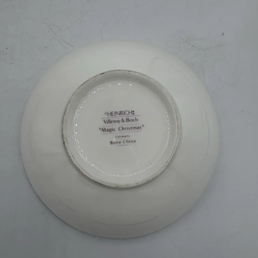 Villeroy & Boch Heinrich Trinket Jewelry Bowl Box China Magic Christmas‎ Red Bow